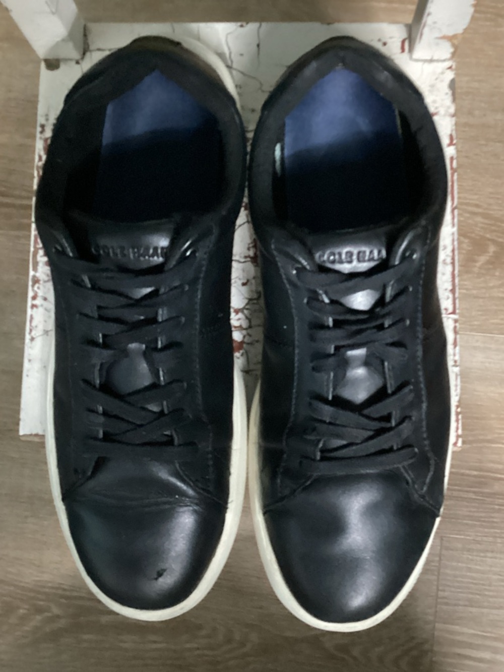 Cole Haan Black Leather Sneakers with White Sole 10M
